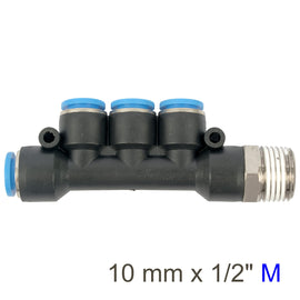 Image of an AirCraft PU Hose Fitting Manifold 4 X 10mmPort X 1/2'M