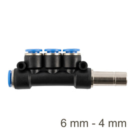 Image of an AirCraft Red Insert Manifold Side 4-Port PU 6mm- 4mm