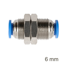 Image of an AirCraft Metal Bulkhead Straight Connector 6mm