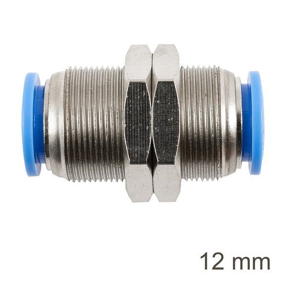 Image of an AirCraft Metal Bulkhead Straight Connector 12mm