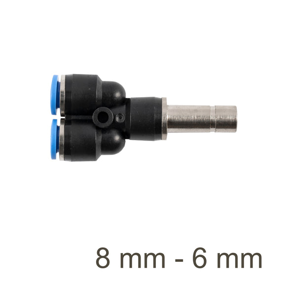 Image of an AirCraft PU Red Insert Y-Joint 8mm- 6mm