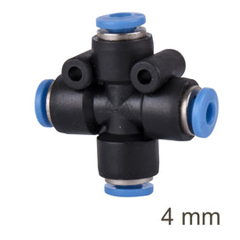 Image of an AirCraft PU Hose Fitting 4 Way Connector 4mm