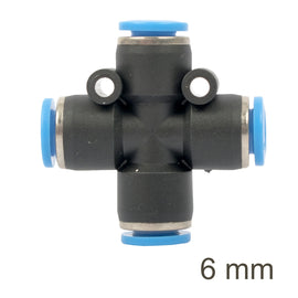 Image of an AirCraft PU Hose Fitting 4 Way Connector 6mm