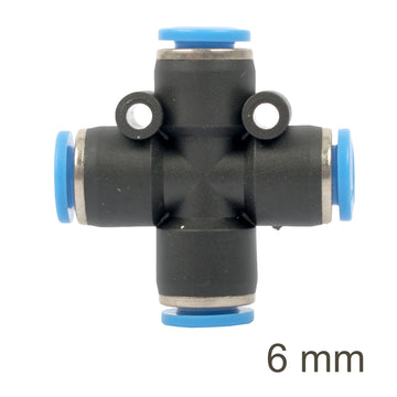 Image of an AirCraft PU Hose Fitting 4 Way Connector 6mm