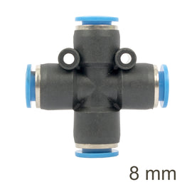 Image of an AirCraft PU Hose Fitting 4 Way Connector 8mm