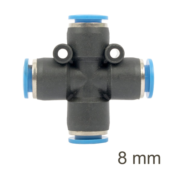 Image of an AirCraft PU Hose Fitting 4 Way Connector 8mm