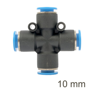 Image of an AirCraft PU Hose Fitting 4 Way Connector 10mm