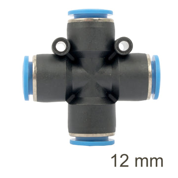Image of an AirCraft PU Hose Fitting 4 Way Connector 12mm