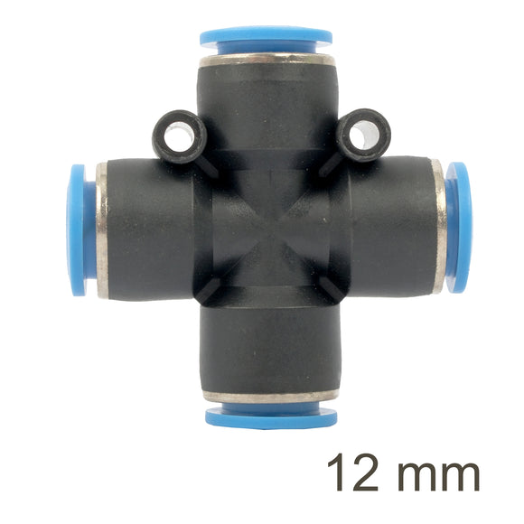 Image of an AirCraft PU Hose Fitting 4 Way Connector 12mm