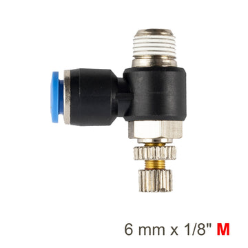 Image of an AirCraft Flow Control Swivel Elbow PU 6mmX 1/8' M