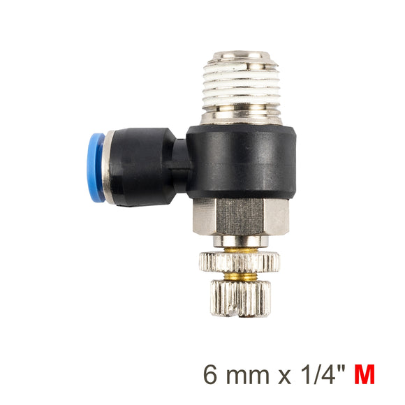 Image of an AirCraft Flow Control Swivel Elbow PU 6mmX 1/4' M