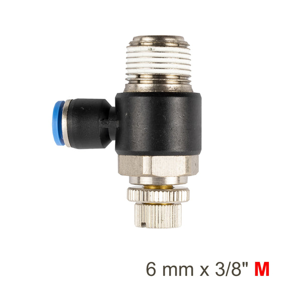 Image of an AirCraft Flow Control Swivel Elbow PU 6mmX 3/8' M