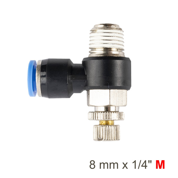 Image of an AirCraft Flow Control Swivel Elbow PU 8mmX 1/4' M