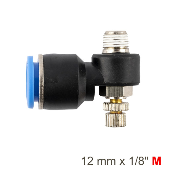 Image of an AirCraft Flow Control Swivel Elbow PU 12mmX 1/8' M