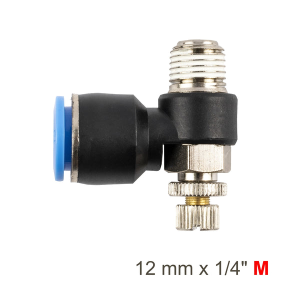 Image of an AirCraft Flow Control Swivel Elbow PU 12mmX 1/4' M