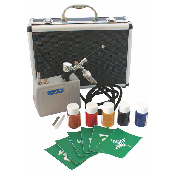 Image of an AirCraft Comp Mini Air - Battery - A130 Airbrush+5 X Paintx 6 Stencils