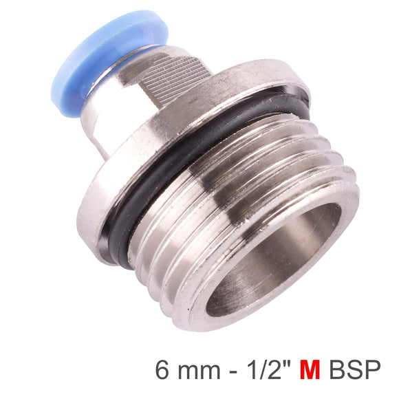 Image of an AirCraft PU Fitting Straight Stud With O-Ring 6mm-1/2' M