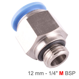 Image of an AirCraft PU Fitting Straight Stud With O-Ring 12mm-1/4' M