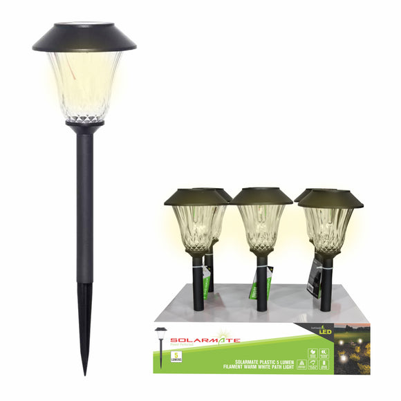 Solarmate Path Light Plastic 5 Lumen Filament Warm White 6 Pack