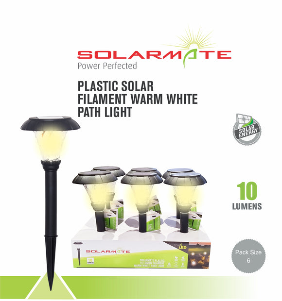 Solarmate Path Light Plastic 10 Lumen Filament Warm White 6 Pack