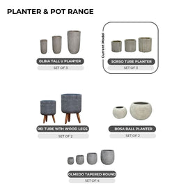 Image of a CASA CALORE SORSO Flower Pots & Planters, Lightweight 18kg Set 3 Cylindrical Shape 2