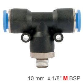 Image of an AirCraft PU Hose Fitting Tee 10mm-1/8 M
