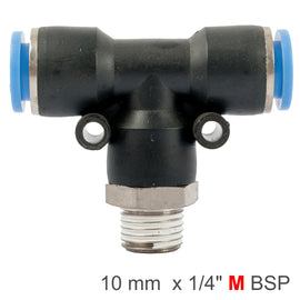 Image of an AirCraft PU Hose Fitting Tee 10mm-1/4 M