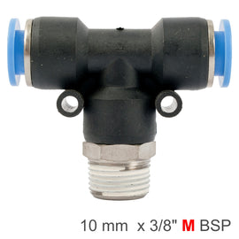 Image of an AirCraft PU Hose Fitting Tee 10mm-3/8 M