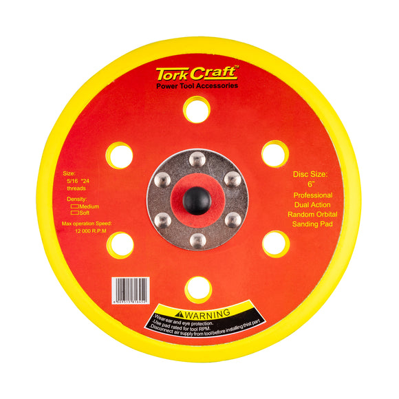 Image of a Tork Craft DA Sander Pad Hook And Loop 6 Holes 5 16 - 24unf 150mm 6'