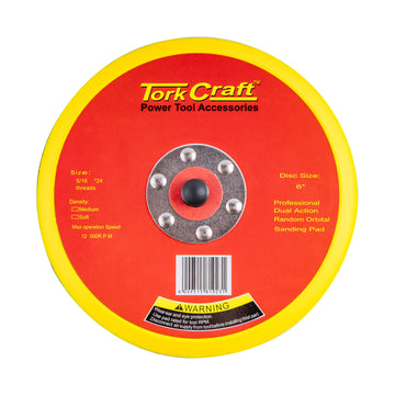 Image of a Tork Craft DA Sander Pad Hook And Loop 5 16 - 24unf Med Soft No Holes 150mm 6'