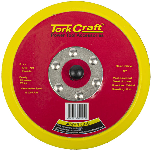 Image of a Tork Craft DA Sander Pad Hook And Loop 5 16 - 24unf Med Soft 125mm 5'