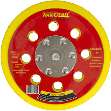 Image of a Tork Craft DA Sander Pad Hook And Loop 5 16 - 24unf 8 Holes Med Soft 125mm 5'