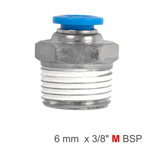Image of an AirCraft PU Hose Fitting Straight Stud 6mm - 3/8" M BSP (SPC06-03)
