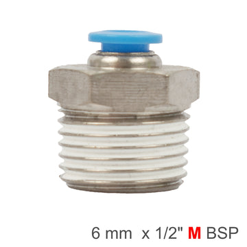 Image of an AirCraft PU Hose Fitting Straight Stud 6mm-1/2 M
