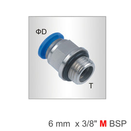 Image of an AirCraft PU Fitting Straight Stud With O-Ring 6mm-3/8 M