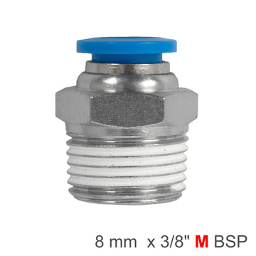 Image of an AirCraft PU Hose Fitting Straight Stud 8mm - 3/8" M BSP (SPC08-03)