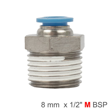 Image of an AirCraft PU Hose Fitting Straight Stud 8mm-1/2 M