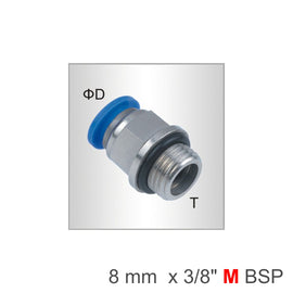 Image of an AirCraft PU Fitting Straight Stud With O-Ring 8mm-3/8 M