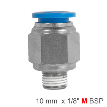 Image of an AirCraft PU Hose Fitting Straight Stud 10mm - 1/8" M BSP (SPC10-01)