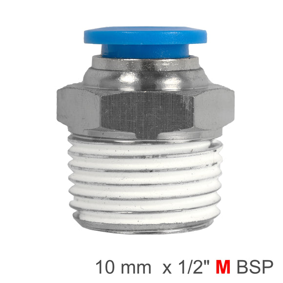 Image of an AirCraft PU Hose Fitting Straight Stud 10mm-1/2 M