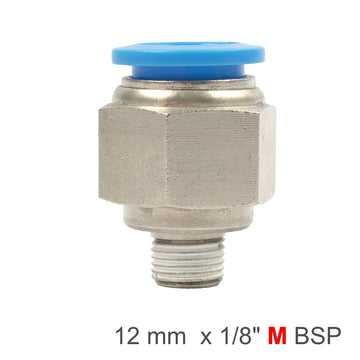 Image of an AirCraft PU Hose Fitting Straight Stud 12mm-1/8 M