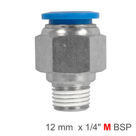 Image of an AirCraft PU Hose Fitting Straight Stud 12mm-1/4 M