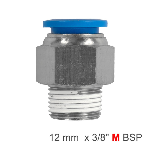 Image of an AirCraft PU Hose Fitting Straight Stud 12mm-3/8 M
