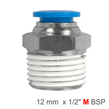 Image of an AirCraft PU Hose Fitting Straight Stud 12mm-1/2 M
