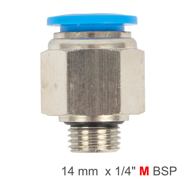 Image of an AirCraft PU Fitting Straight Stud With O-Ring 14mm-1/4' M