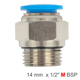 Image of an AirCraft PU Fitting Straight Stud With O-Ring 14mm-1/2' M