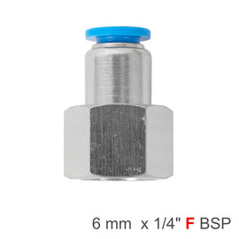 Image of an AirCraft PU Hose Fitting Straight Connector 6mm - 1/4" F BSP (SPCF06-02)