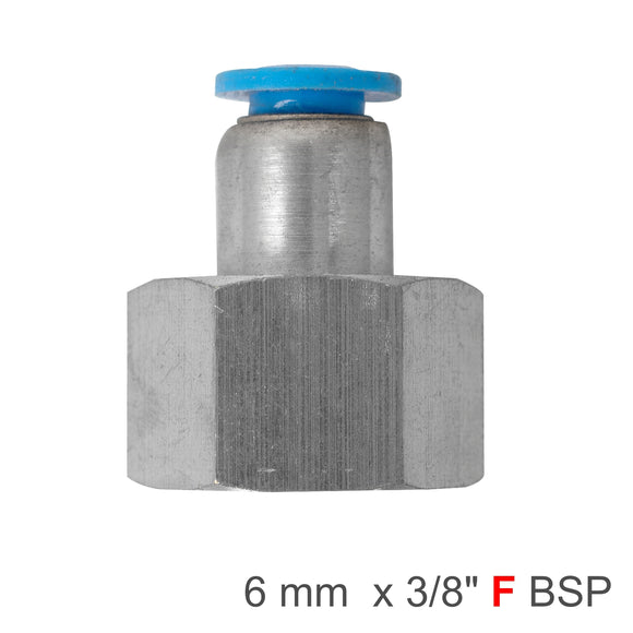 Image of an AirCraft PU Hose Fitting Straight Stud 6mm-3/8 F