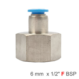 Image of an AirCraft PU Hose Fitting Straight Stud 6mm-1/2 F