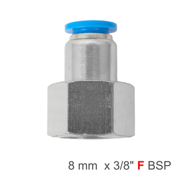 Image of an AirCraft PU Hose Fitting Straight Stud 8mm-3/8 F